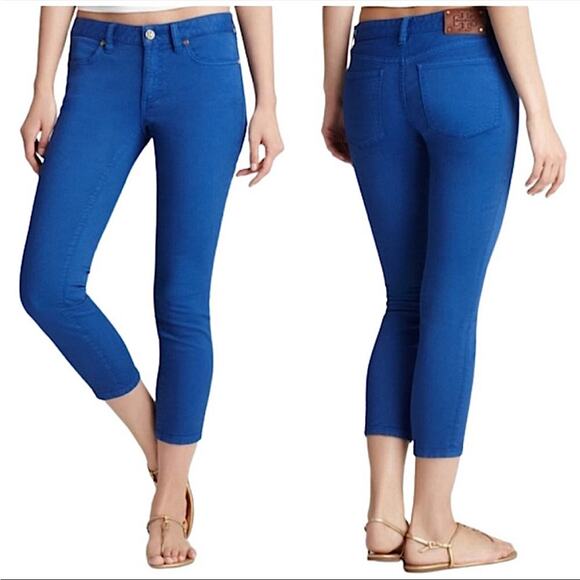 Tory Burch Denim - Tory Burch Cropped Skinny Jeans Royal Blue Stretch Denim | 26